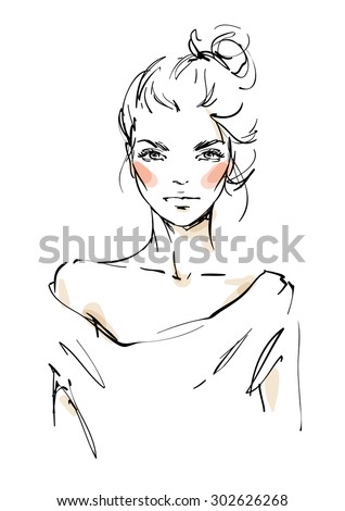 Girl Messy Bun Stock Vector 302626268 - Shutterstock