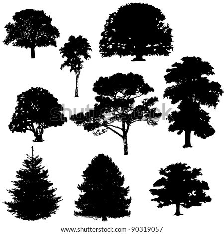 Download Vector Illustration Tree Silhouettes Stock Vector 90319057 ...