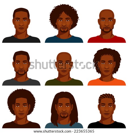 African American Men Various Hairstyles Stock Vector 