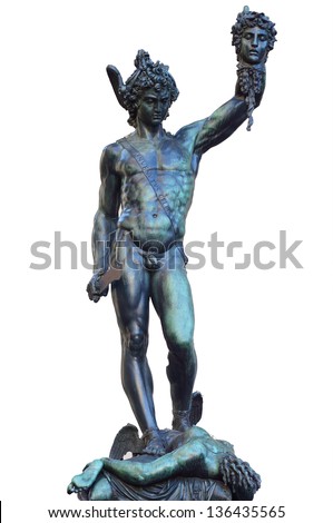 statue of medusa holding perseus head