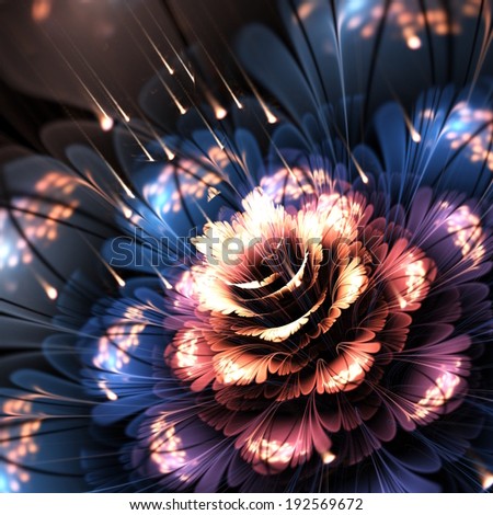 Orangeblue Fractal Flower Digital Artwork Illustration Stock ...