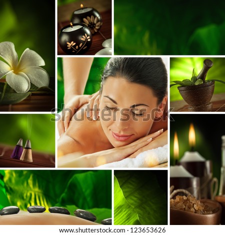 Spa theme photo collage composed of different images