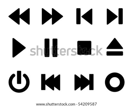 Set of simple Media buttons icons. - stock vector
