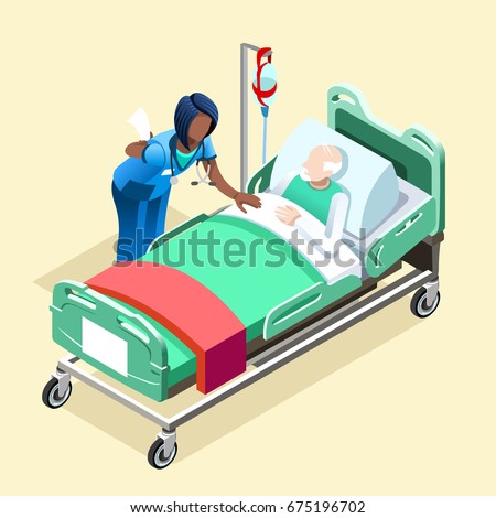 Medical Visit Sick Patient  Bed Medical Stock Vector 