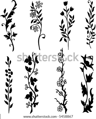 Set 6 Japanese Floral Designs Stock Vector 1357044 - Shutterstock