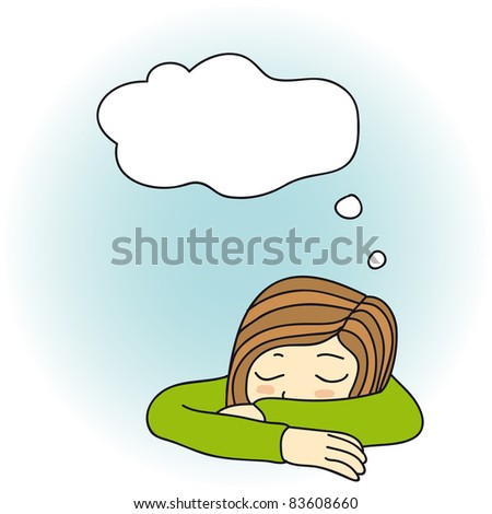 Girl Sleeping Laying Her Head On Stock Vector 83608660 - Shutterstock