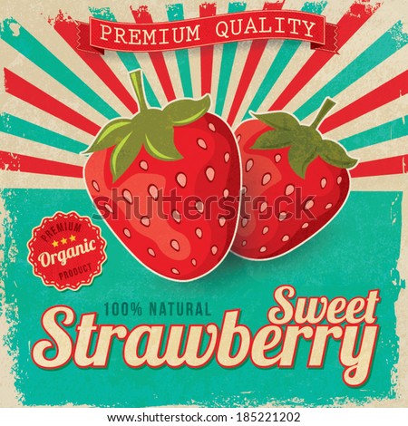 Colorful vintage Strawberry label poster vector illustration
