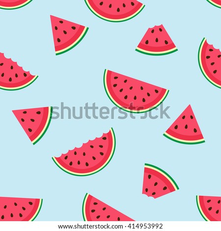 Cute seamless vector pattern with watermelon slices