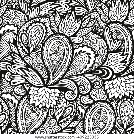 Floral Background Seamless Flower Leaves Pattern Stock Vector 409223335 ...