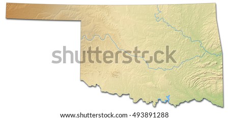 Relief Map Oklahoma United States 3drendering Stock Illustration ...