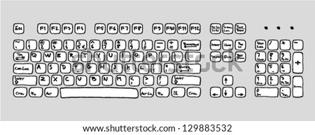 Keyboard Hand Drawn Buttons Symbols Stock Vector 129883532 - Shutterstock