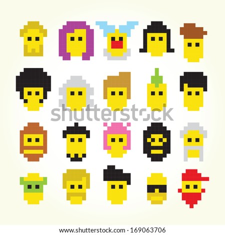 Pixel Art Set Emoji Emoticon Face Stock Vector 498323848 - Shutterstock