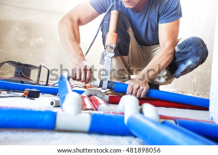 Plumber welded plastic pipes