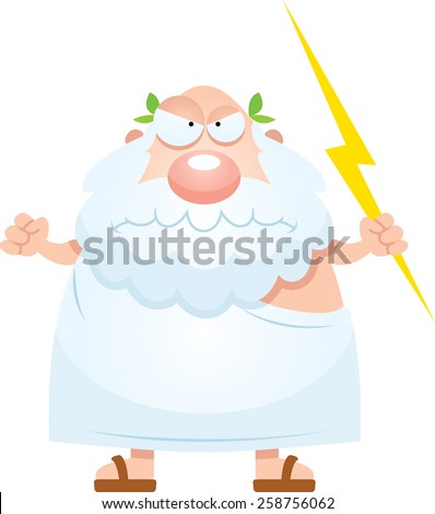 A cartoon illustration of an ancient Greek god looking angry. - stock ...