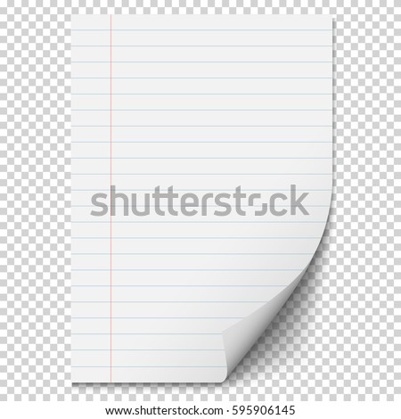 white blank paper sheet lines realistic stock vector 595906145