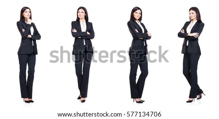 Set of beautiful, attractive businesswoman isolated on white. Business, career success concept.