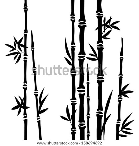 Bamboo branches isolated on the white background. Vector