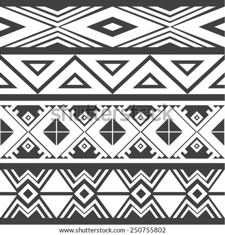 Black White Ethnic Geometric Lines Rhombuses Stock Vector 427652545 ...
