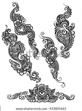 vector set henna style floral paisley stock vector 433805665 vector set henna style floral paisley stock vector 433805665
