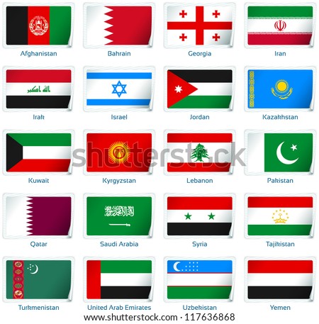 Sticker Flags Western Asia Vector Illustration Stock Vector 117636868 ...