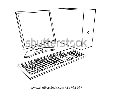 Desktop Computer Abstract Sketch Stock Illustration 102329359 ...