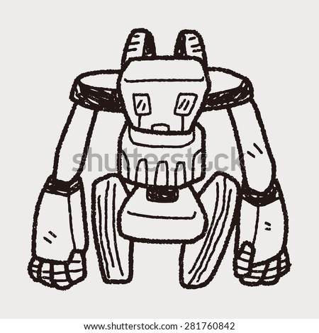 Hand Drawn Sketch Illustration Robot Stock Vector 219945046 - Shutterstock