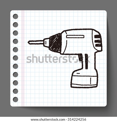 Vector Blsck Outline Cordless Drill On Stock Vector 78063865 - Shutterstock