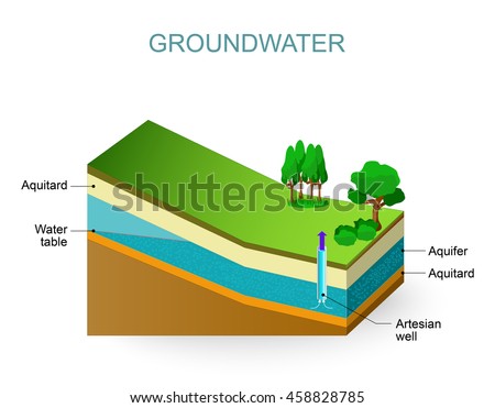 vector definition table Water Table Artesian Aquifer Groundwater Vector Stock