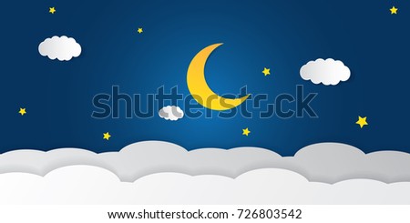 Vector Background Evening Sky Moon Stars Stock Vector 403649659 ...