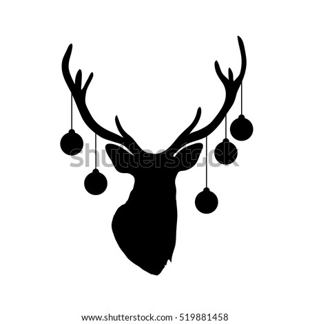 Download Silhouette Deer Head Christmas Tree Toys Stock Vector 519881458 - Shutterstock