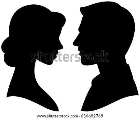 Download Vector Silhouette Cameo Man Woman Portrait Stock Vector ...