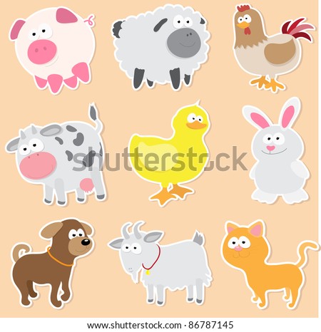 Vector Collection Cute Cartoon Farm Animals Stock Vector 145255846 ...