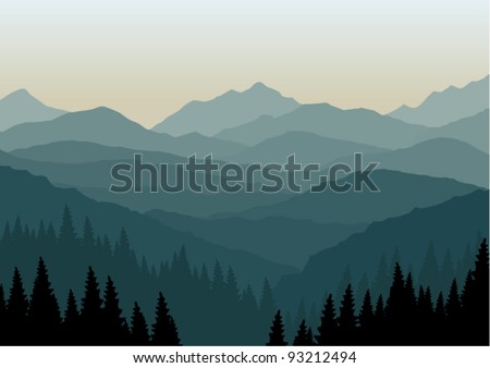 Vector Morning at Mountains