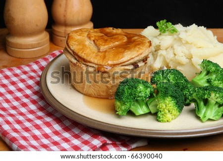 Steak Kidney Pie Mashed Potato Broccoli Stock Photo (Edit ...