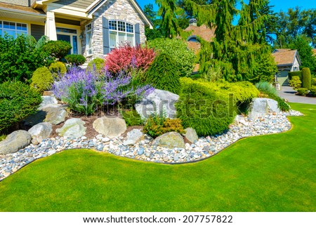 Flowers Stones Front House Front Yard Stock Photo (Royalty ...
