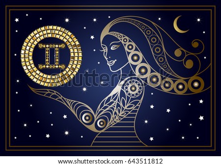 Decorative Zodiac Sign Gemini Horoscope And Astrology Astronomy Symbol Suitable For Invitation Decorative Zodiac Sign Gemini Horoscope And Astrology Astronomy Symbol Suitable For Invitation