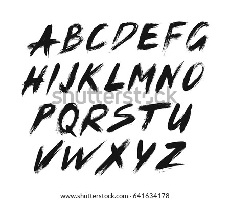 Painted Abc Font Brush Strokes Stock Vector 641634178 - Shutterstock