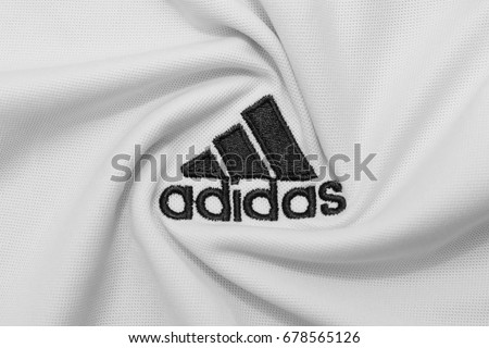 BANGKOK, THAILAND - JULY 15: The Logo of Adidas on Football Jersey on July 15,2017 in Bangkok Thailand.
