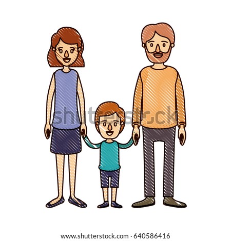 Big Cartoon Family Parents Children Grandparents Stock Vector 86125405 ...