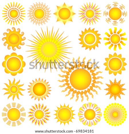 Multiple Stylized Sun Graphics Vector Stock Vector 52298176 - Shutterstock