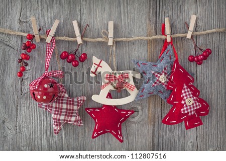 Christmas decoration over wooden background