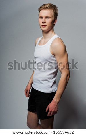 Portrait Young Handsome Blond Man Wearing Stock Photo 134656742 ...