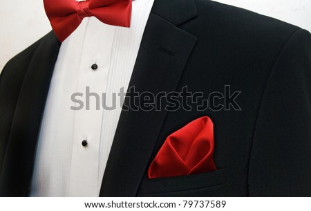 Red Bow Tie Handkerchief Accenting Black Stock Photo 79737589 ...