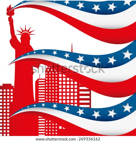 Statue Liberty American Symbol American Flag Stock Vector 95670328 ...