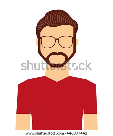 Cool Handsome Hipster Man Hair Beardvector Stock Vector 443467678
