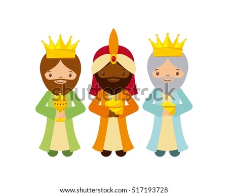 Cartoon Cute Three Wise Men Over Stock Vector 517193728 - Shutterstock