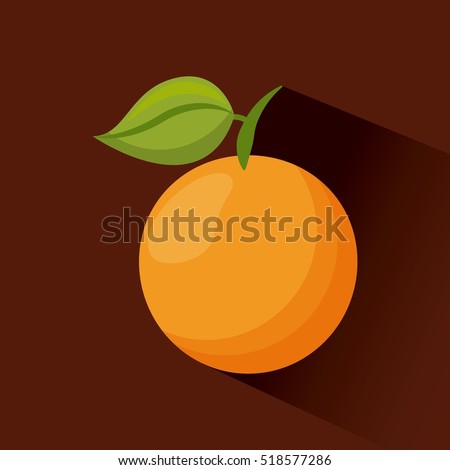 orange fruit icon over brown background. vector illustration