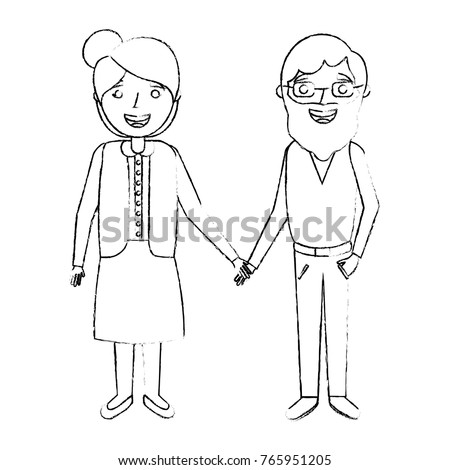 Cute Couple Old Woman Man Grandparents Stock Vector 765951205 ...