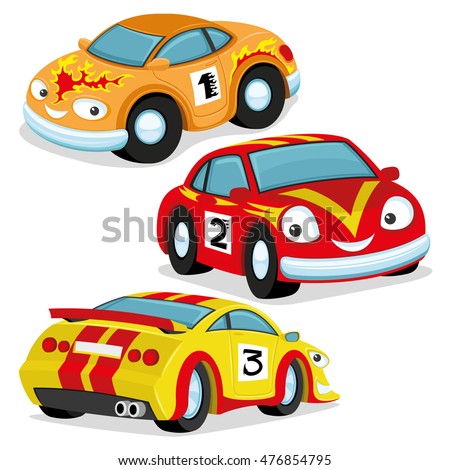 Vector Set Cute Racing Cars Stock Vector 476854795 - Shutterstock