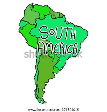 Cartoon Map South America Stock Vector 371521015 - Shutterstock